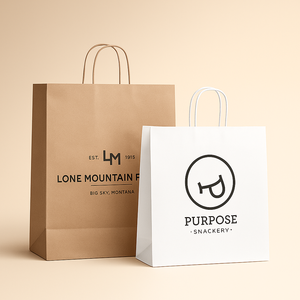 Custom printed twisted-handle shopping bags
